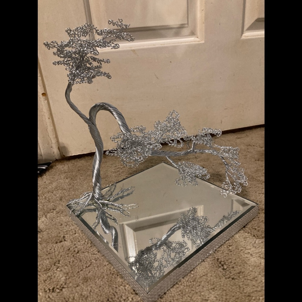 Silver wire bonsai tree